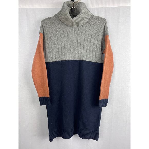 Madewell Sweater Dress Colorblock Turtleneck Wool Cozy Equestrian Fall Heritage - Picture 1 of 5